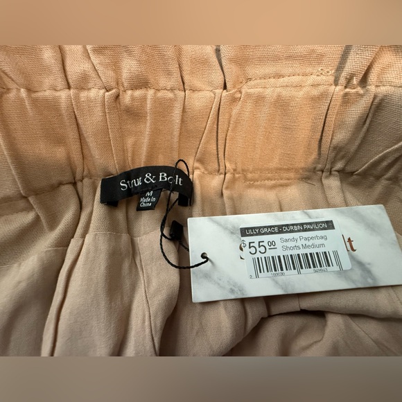 Women's Tan Shorts with Bow Detail - Picture 6 of 8